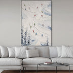 POWDER LINES: Impasto Skiing Canvas Art Modern Snow Slope Texture Painting