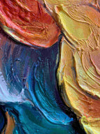 MOLTEN HORIZON: Warm Orange Red Teal Impasto Abstract Canvas