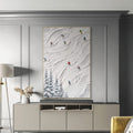 ALPINE DRIFT: Textured Skiers on Snowy Mountain Contemporary Winter Wall Art