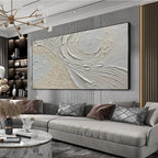 WHISPERS OF THE WIND: Beige Grey Textured Swirls Panoramic Canvas