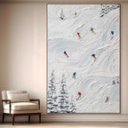 SNOW RHYTHM: Textured Skiing Movement Art Modern Mountain Decor Canvas