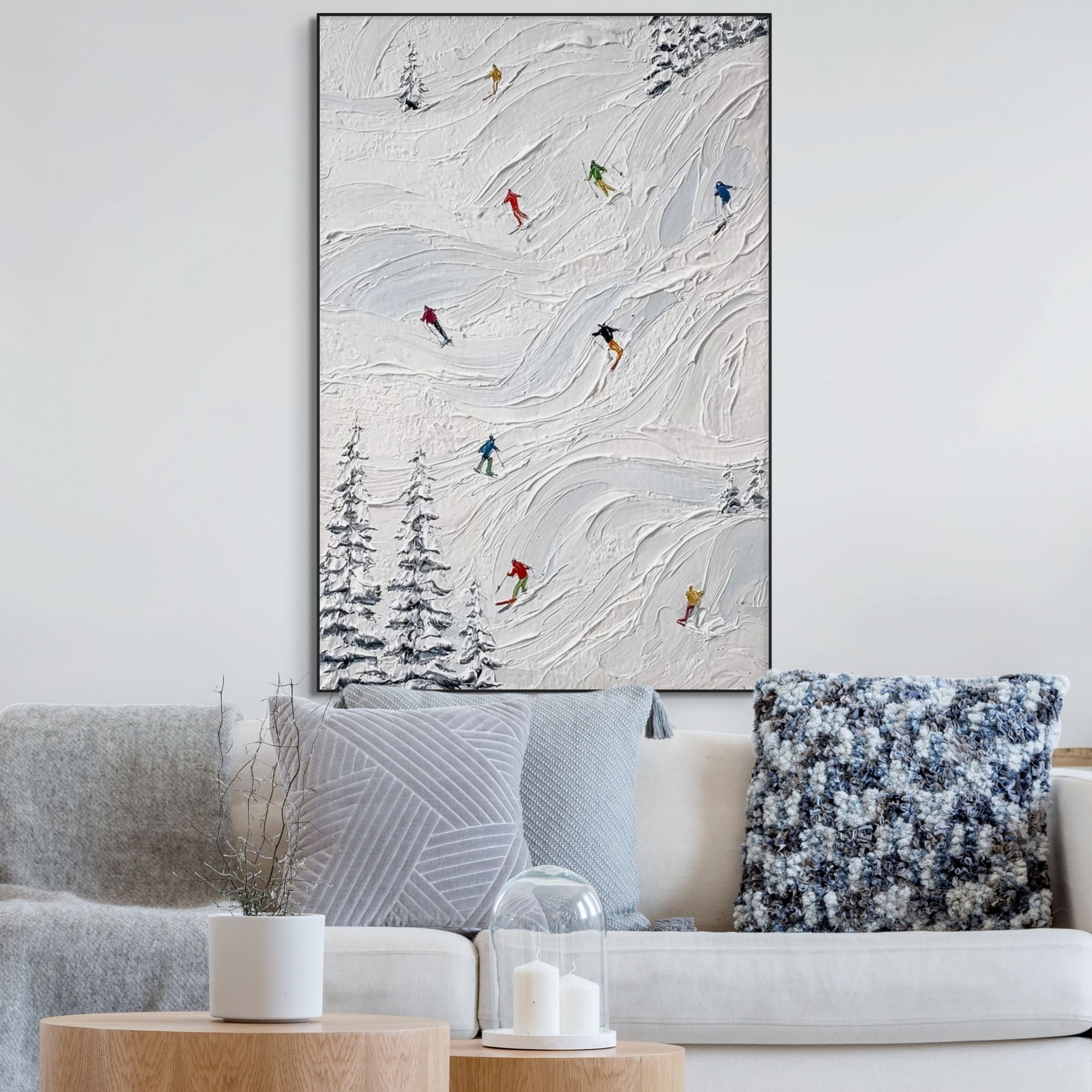 SNOW RHYTHM: Textured Skiing Movement Art Modern Mountain Decor Canvas