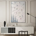 WHITE VELOCITY: Impasto Ski Action Painting Minimalist Snow Wall Decor