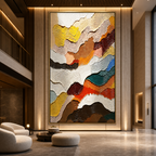 ABSTRACT LANDSCAPE: Colorful Terrain Dynamic Impasto Canvas