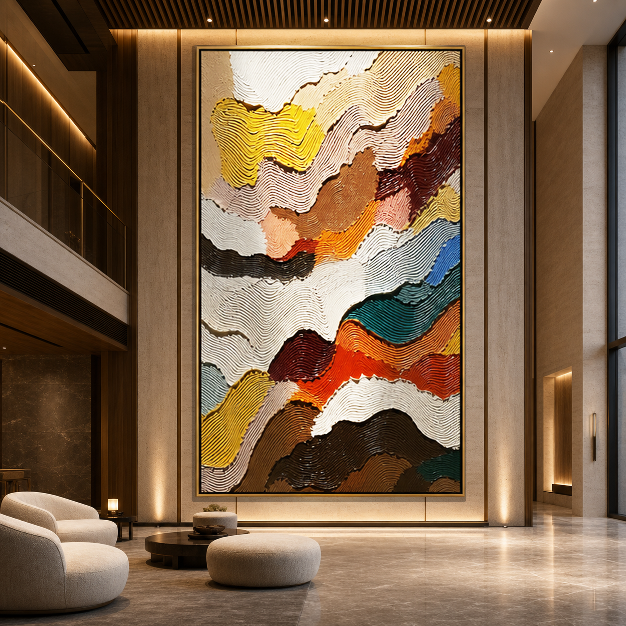 ABSTRACT LANDSCAPE: Colorful Terrain Dynamic Impasto Canvas