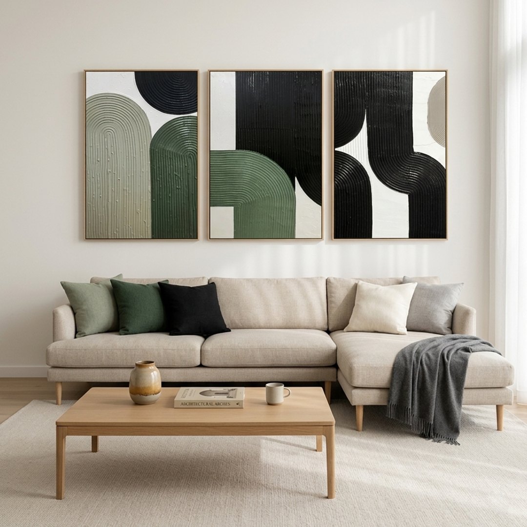 ARCHES TRIPTYCH: Textured Arch Minimalist Abstract Canvas Set Of 3