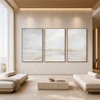 ABSTRACT BEACH TRIPTYCH: Sea Sky Muted Tones Wabi Sabi Canvas Set Of 3