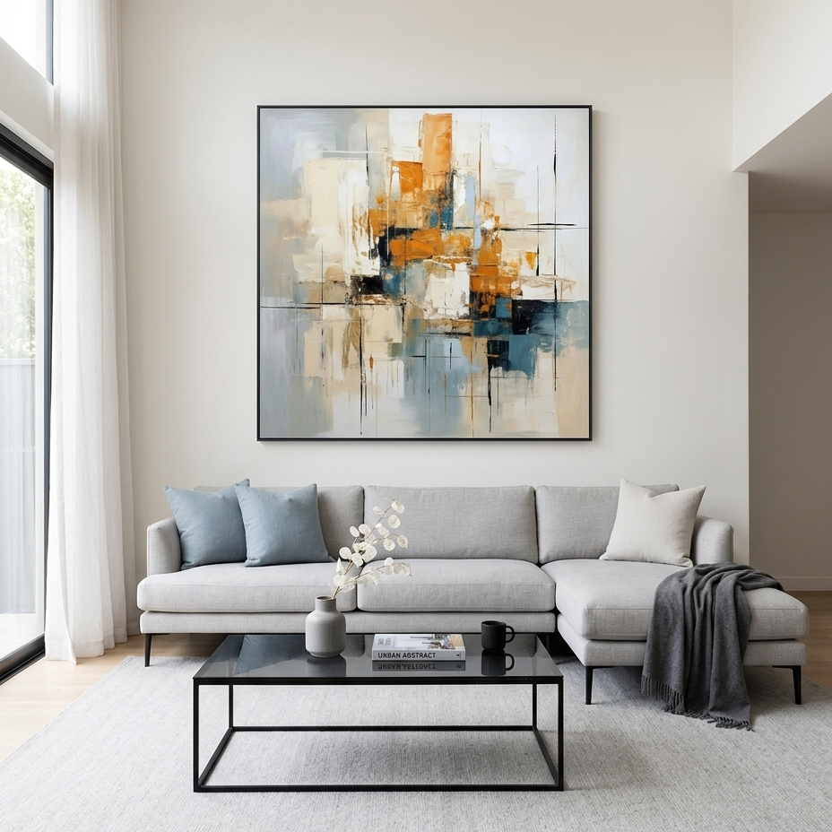ABSTRACT CITYSCAPE: Muted Geometric Textured Layers Urban Canvas