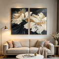 FLORAL DIPTYCH: Textured Layered Petals Canvas Set of 2