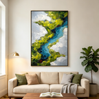 AERIAL REVERIE: Palette Knife Impasto Vibrant River Canvas