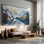 ALPINE GLOW: Textured Mountain Lake Impasto Landscape Painting