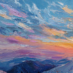 ALPINE GLOW: Textured Palette Knife Skiing Mountain Landscape Painting
