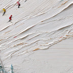 ALPINE RUSH: Heavily Textured Impasto Skiing Sports Painting