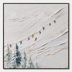 ALPINE RUSH: Heavily Textured Impasto Skiing Sports Painting