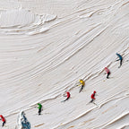 ALPINE RUSH: Heavily Textured Impasto Skiing Sports Painting