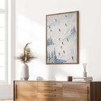 ALPINE RUSH: Heavy Texture Impasto Painting of Skiers on a Mountain Slope
