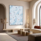 ALPINE RUSH: Textured Impasto Painting of Skiers on a Slope