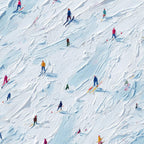 ALPINE RUSH: Textured Impasto Painting of Skiers on a Slope