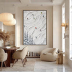ALPINE RUSH: Textured Impasto Painting of Skiers on a Snowy Mountain