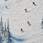 ALPINE RUSH: Textured Impasto Painting of Skiers on a Snowy Mountain
