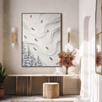 ALPINE RUSH: Textured Impasto Skiing Painting on Canvas