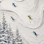 ALPINE RUSH: Textured Impasto Skiing Painting on Canvas