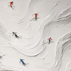 ALPINE RUSH: Textured Impasto Skiing Painting on Canvas