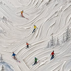 ALPINE RUSH: Textured Impasto Skiing on Mountain Slope Painting