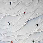 ALPINE RUSH: Textured Impasto Skiing on Snowy Mountain Oil Painting