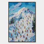 ALPINE RUSH: Textured Palette Knife Ski Mountain Painting