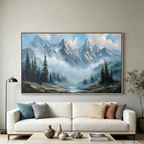 ALPINE WHISPER: Misty Mountain Valley Landscape Art