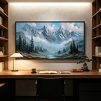 ALPINE WHISPER: Misty Mountain Valley Landscape Art