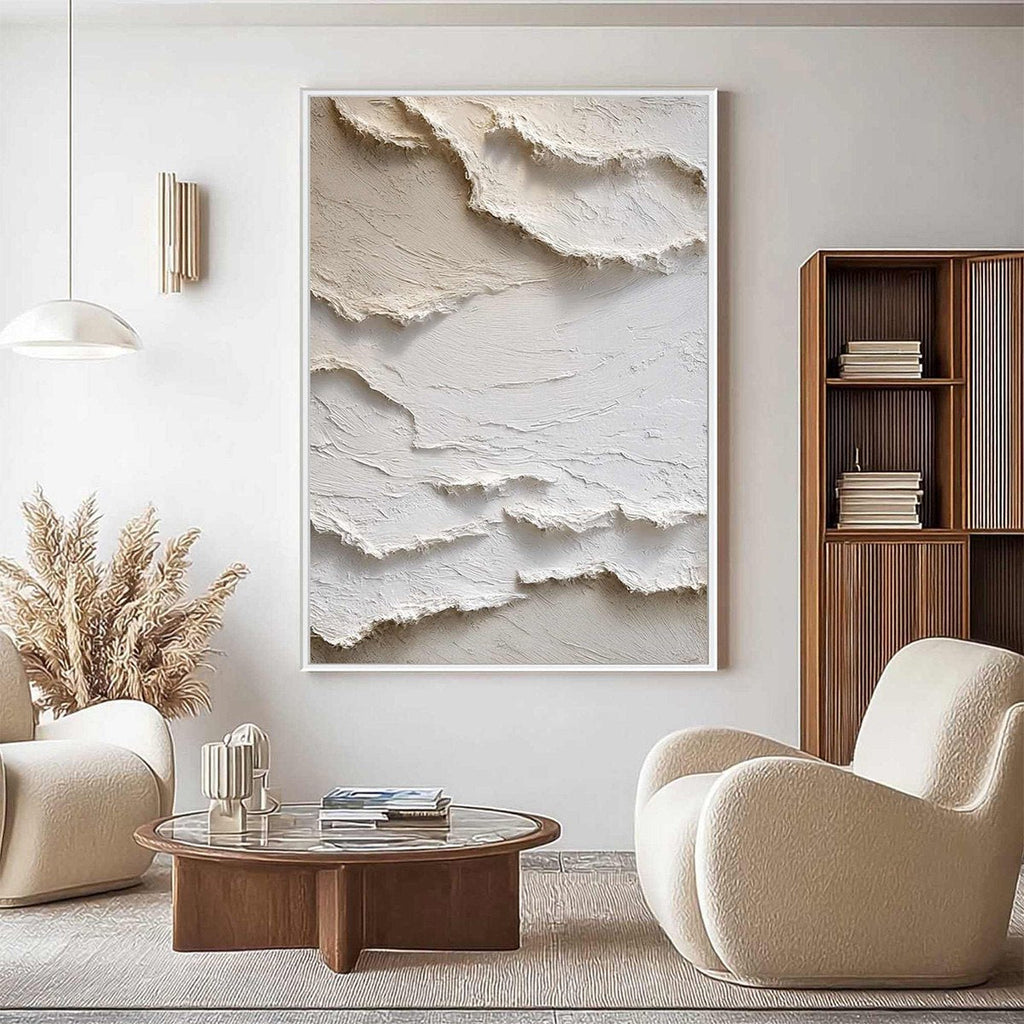 ALPINE WHISPERS: Textured Impasto Snow Peaks Abstract Canvas