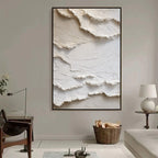 ALPINE WHISPERS: Textured Impasto Snow Peaks Abstract Canvas