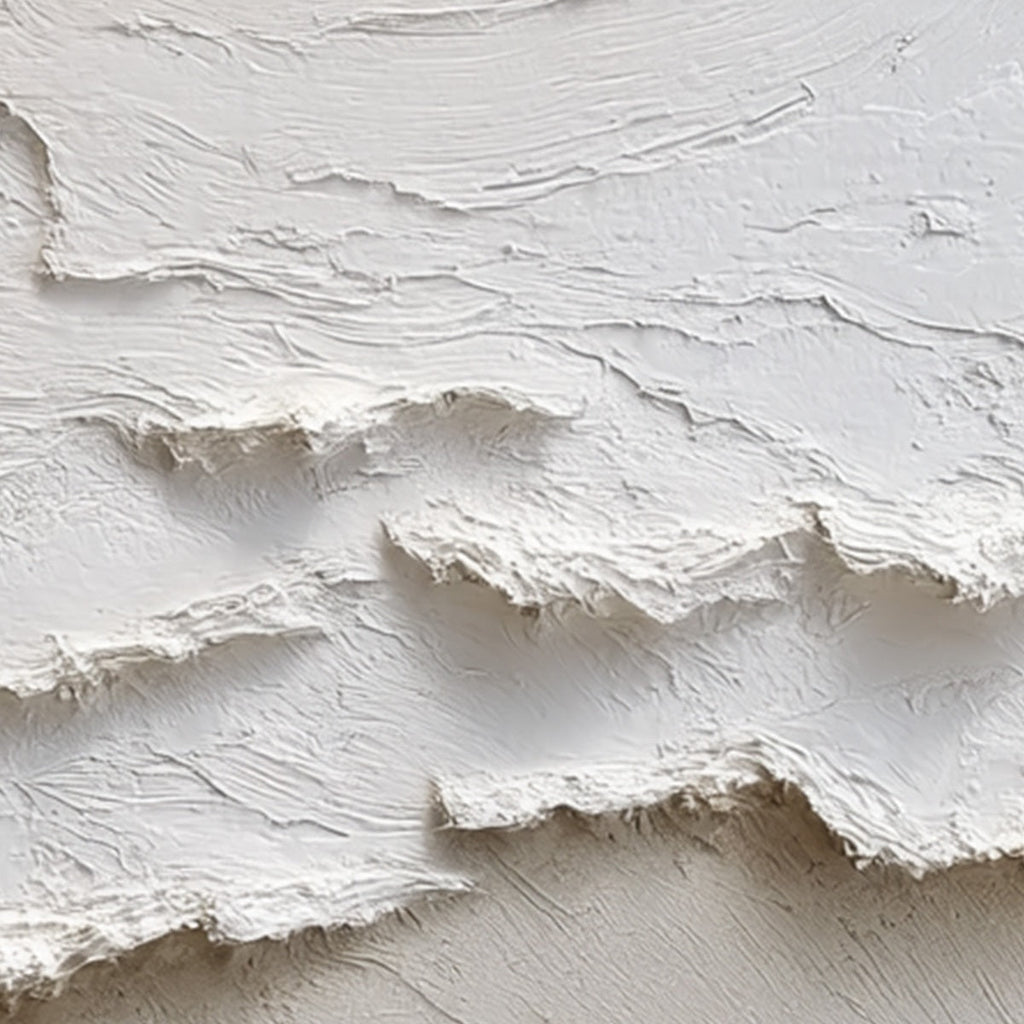 ALPINE WHISPERS: Textured Impasto Snow Peaks Abstract Canvas