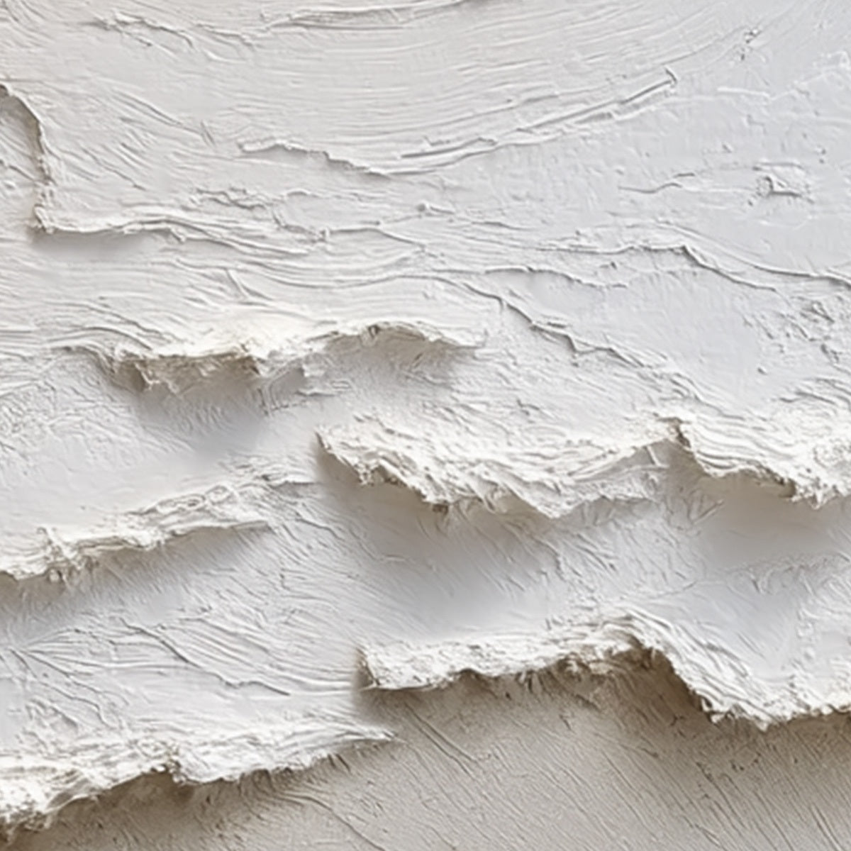 ALPINE WHISPERS: Textured Impasto Snow Peaks Abstract Canvas