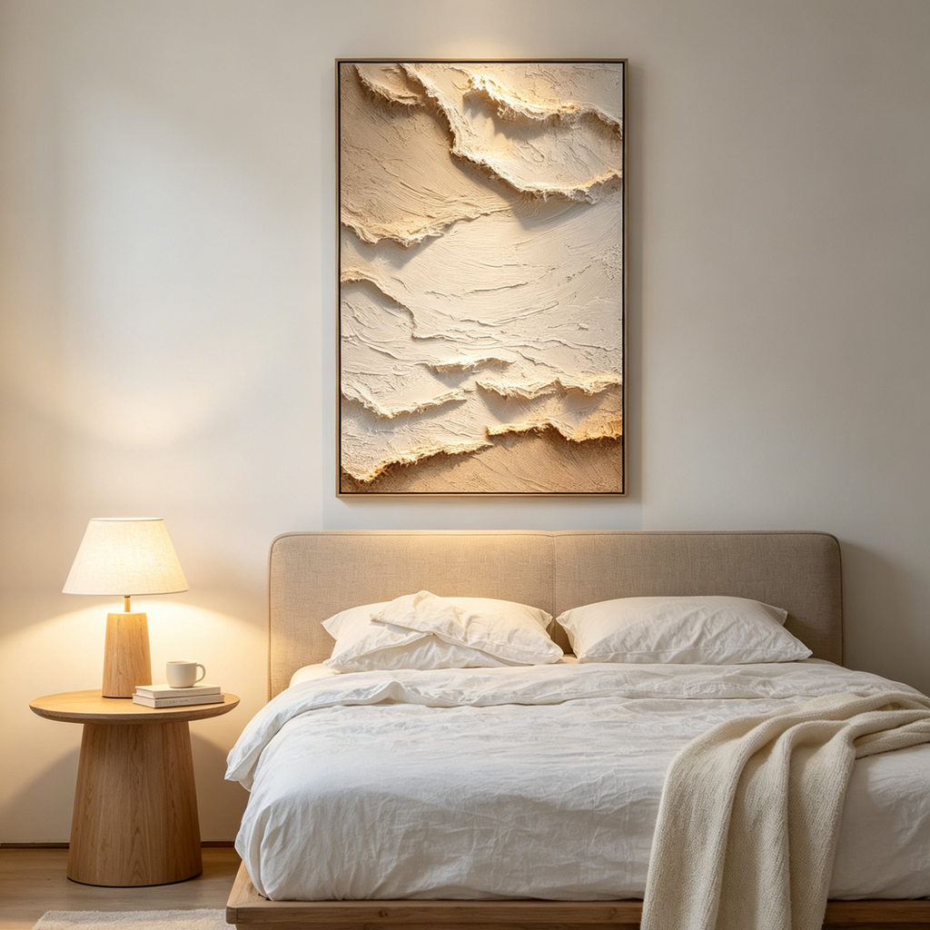 ALPINE WHISPERS: Textured Impasto Snow Peaks Abstract Canvas