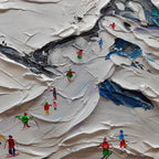 Sports Painting, Winter Decor, Impasto, Textured Wall Art