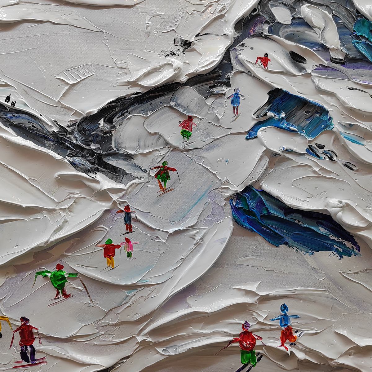 Sports Painting, Winter Decor, Impasto, Textured Wall Art