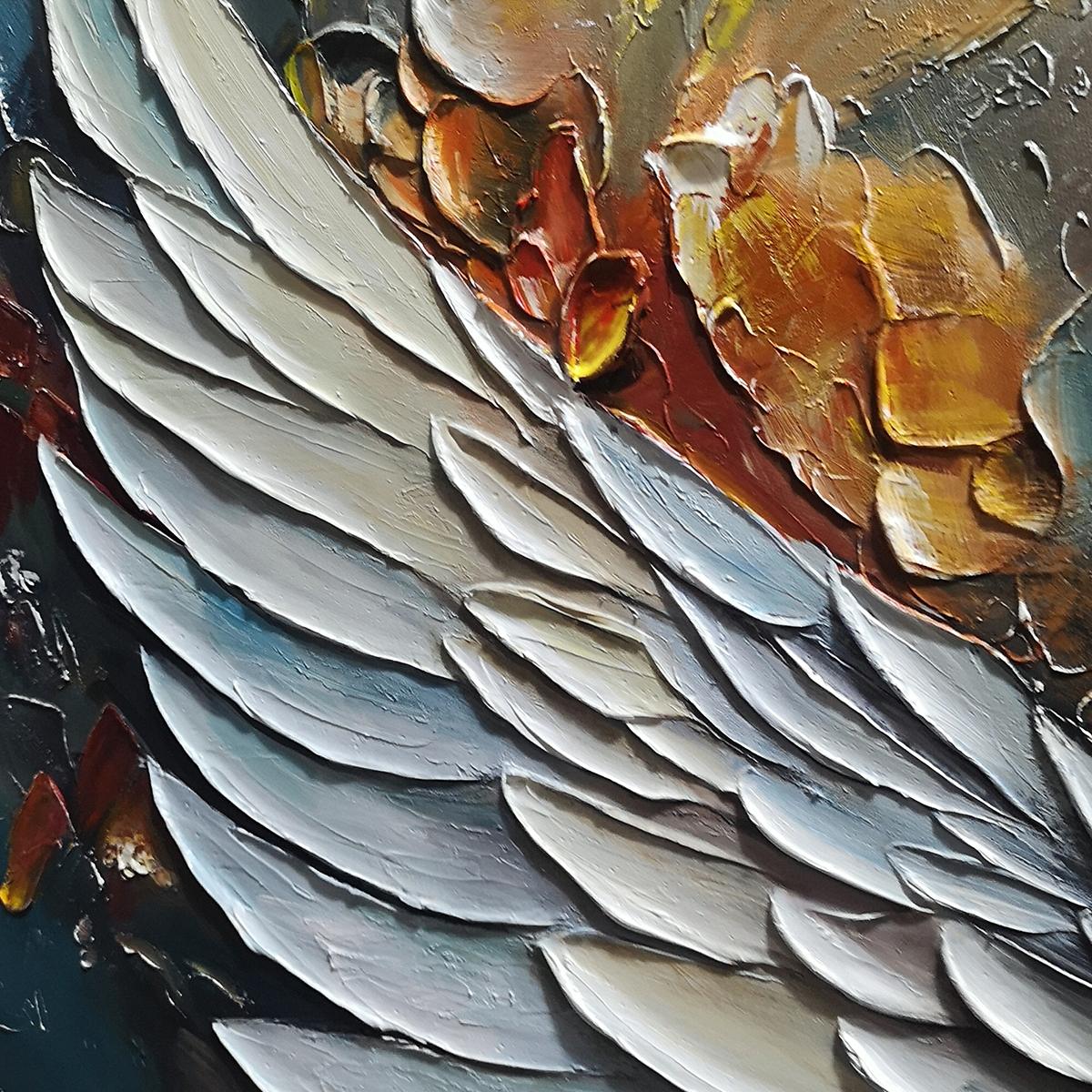 Angelic Wings: Original Symbolic Oil Painting - Textured Angel Wings Wall Art Decor