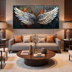 Angelic Wings: Original Symbolic Oil Painting - Textured Angel Wings Wall Art Decor