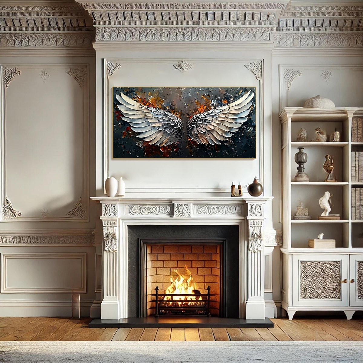 Angelic Wings: Original Symbolic Oil Painting - Textured Angel Wings Wall Art Decor
