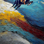 APEX JUMP: Dynamic Textured Equestrian Horse Jumping Painting