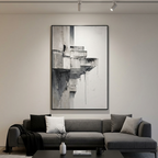 ASCENT: Impasto Drips Fragmented Staircase Canvas