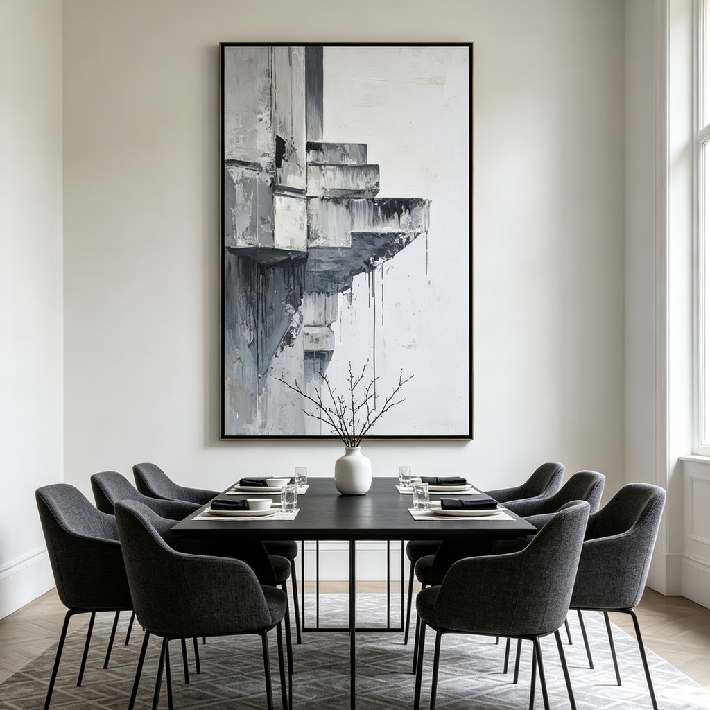 ASCENT: Impasto Drips Fragmented Staircase Canvas