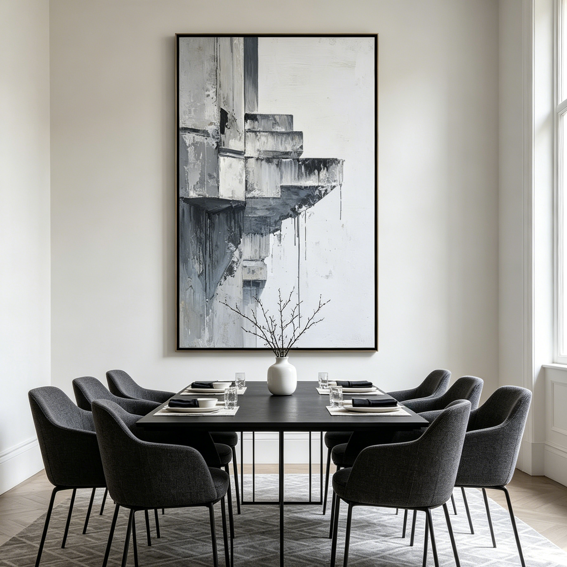 ASCENT: Impasto Drips Fragmented Staircase Canvas