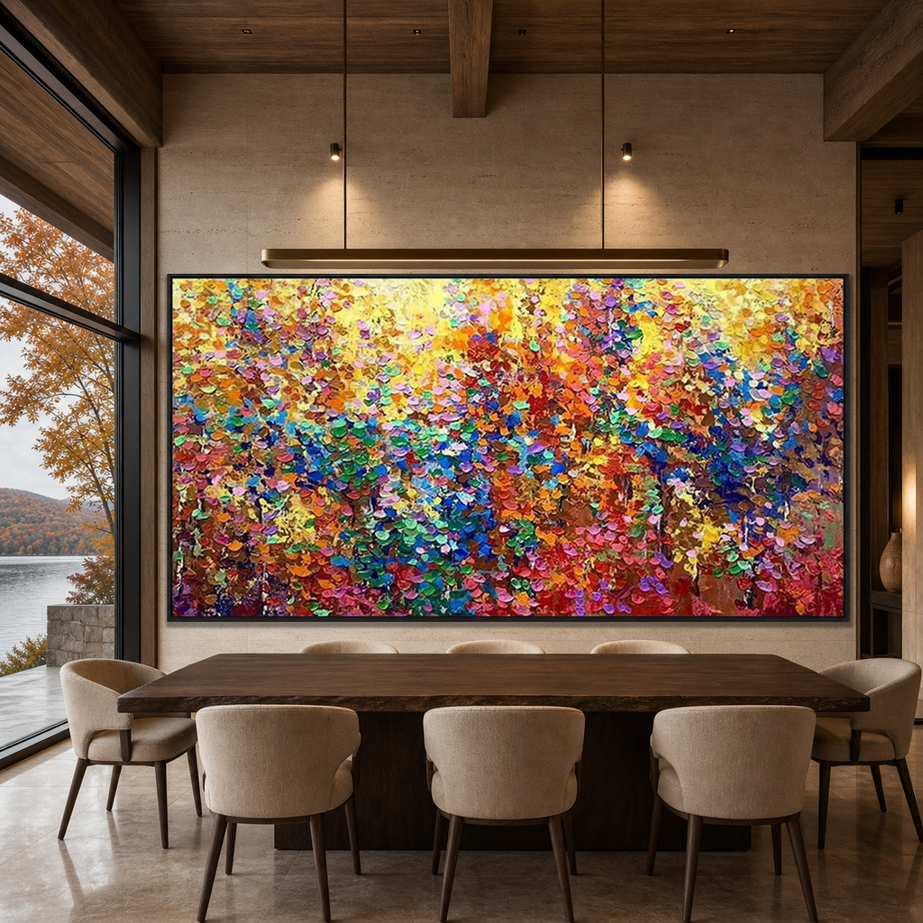 AUTUMN GLOW: Warm Autumn Colors Abstract Impasto Canvas
