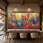 AUTUMN GLOW: Warm Autumn Colors Abstract Impasto Canvas