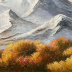 AUTUMN MAJESTY: Snowy Peaks Autumn Valley Vibrant Foliage Panoramic Canvas