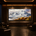 AUTUMN MAJESTY: Snowy Peaks Autumn Valley Vibrant Foliage Panoramic Canvas